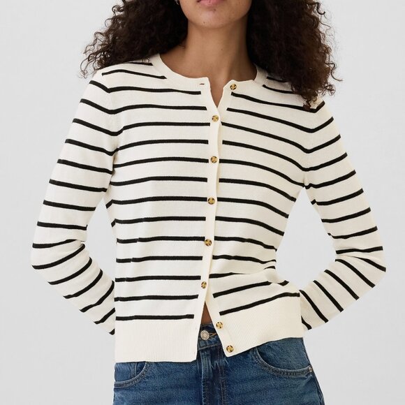 GAP Stripe Crewneck Cardigan/NWT/XL - Picture 1 of 10